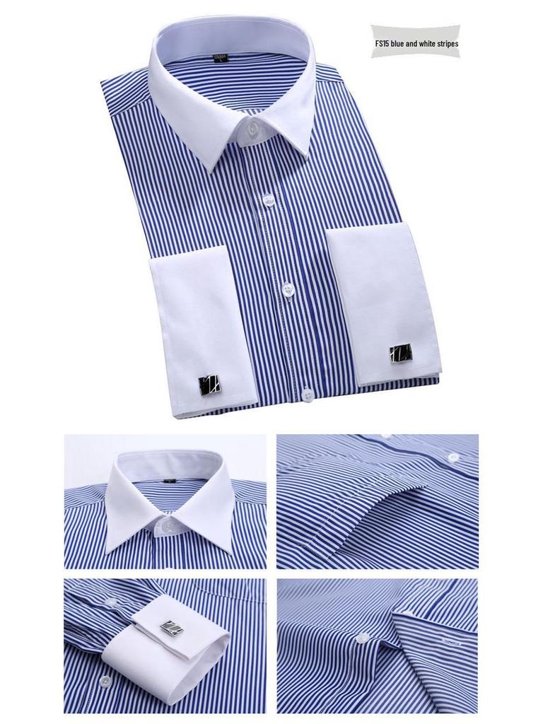 2018 Neuankömmling Herren Übergröße Langarm Businesshemd mit Umschlagmanschette und kundenspezifisch gesticktem Logo