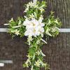 Easter Wreath Cross Door Sign Christian Floral Easter Decor for Front Door Porch