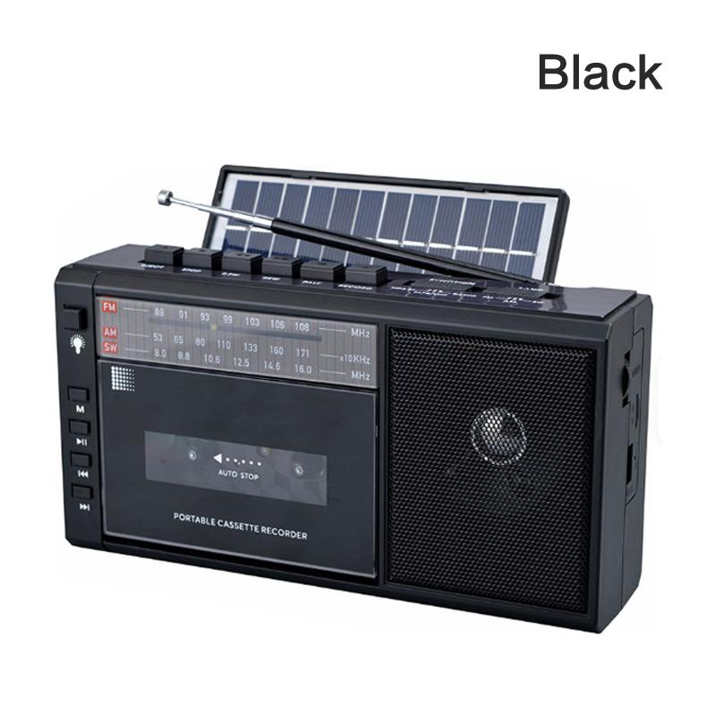 Solární Nabíjecí Magnetofon Walkman Přehrávač Hudby FM Rádio USB /TF Přepisovací Magnetofon Rádio Dětské Učení Angličtiny