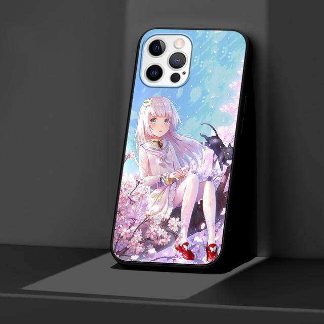 Japanese Anime Plum Cherry Blossom Girl Case For Iphone 14 13 11 12 Pro Max Xr 7 8 X 6 6s Plus Xs 5 5s Se Black Soft Phone Cover