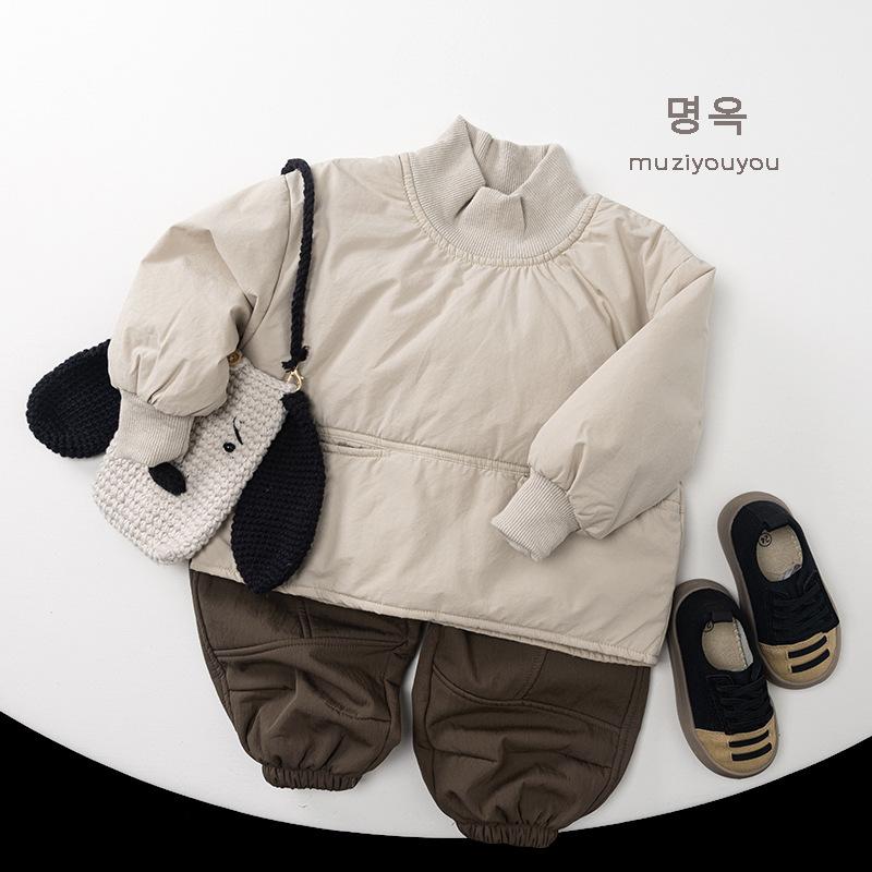 Kids Thickened Fleece Lined Warm Casual Long Pants For Baby Boys And Girls