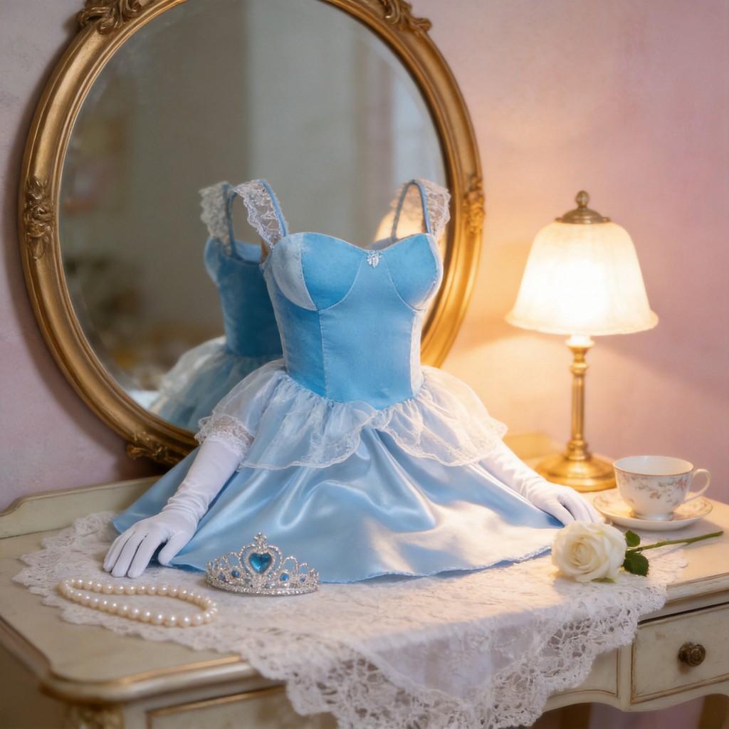 Fantasy Style Cosplay Dress With Crown And Gloves For Game Anime Role Playing
