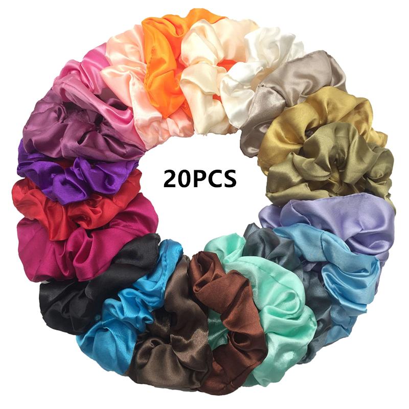 25/10//6 Stück Satin Scrunchies Mädchen Elastisches Haarband Pferdeschwanzhalter Haargummis Mode Damen Accessoires Uni Scrunchy