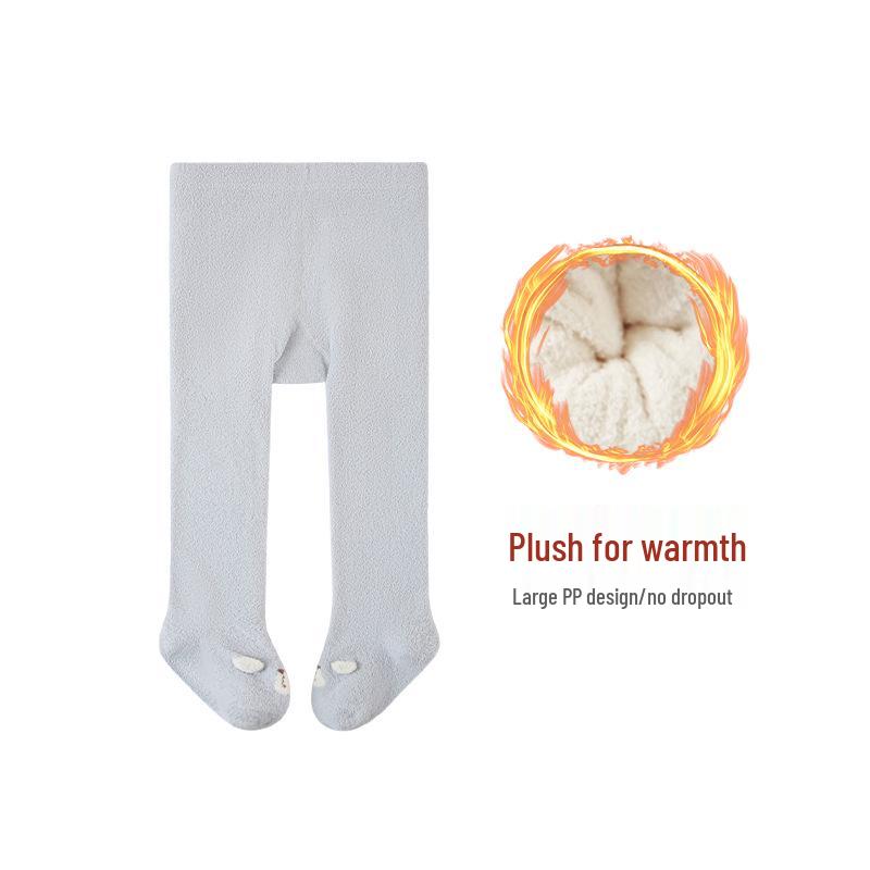 Newborn White Footed Tights: Autumn/Winter Velvet Thickened Big Butt Style for Baby Girls