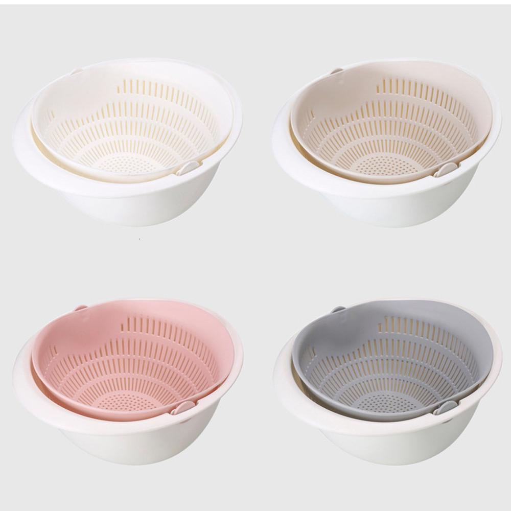 Double  Basket Bowl Washing Kitchen Strainer Noodles Vegetables Fruit