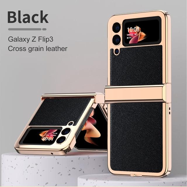 

Кожаный чехол с покрытием для Samsung Galaxy Z Flip 3, чехол с шарниром, полная защита, чехол для Samsung Z Flip 3, 5g, 3 в 1, чехол для телефона For Samsung Z Flip 3 чёрный