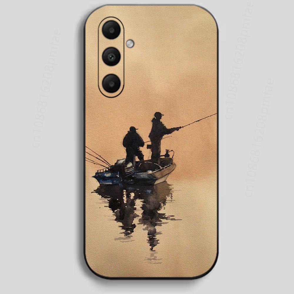 Bass Boat Lure Fishing Phone Case For Samsung Galaxy A13,21s,22,31,32,40,52,71,A91 Soft Black Shell