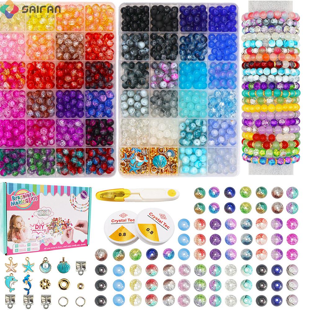 Gemischtfarbige Kristallglasperlen-Set Perlenarbeiten DIY Bekleidungsperlen-Zubehör Armband-Zubehör Material-Set Bastelbedarf