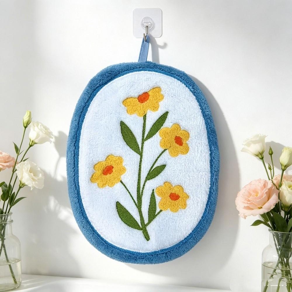 Fashion Tulip Hand Towel Flower Absorbent Absorbent Dishcloth Cartoon Microfiber Coral Velvet Towel Restaurant синий