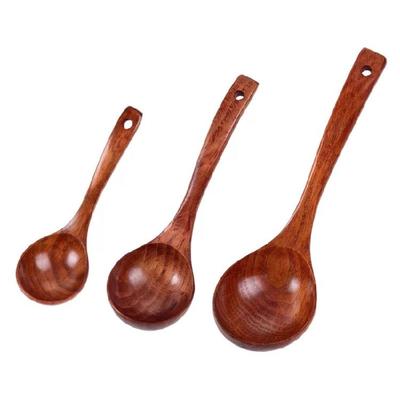 Curving Handle Wooden Kitchens Spoon For Soup Porridge Stirring Serving Heat Resistant Solid Wood Utensils Japanese Style Designs