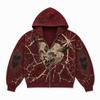 Street Hip Hop Flamme 3D-Druck Reißverschluss Hoodie Lockerer Schnitt Jugend Freizeit Winter Sweatshirt