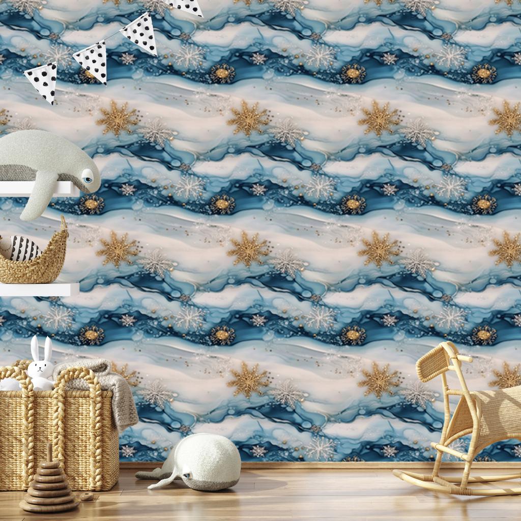 Ink Wallpaper Light Gray, Blue, Turquoise and Gray 50x1000