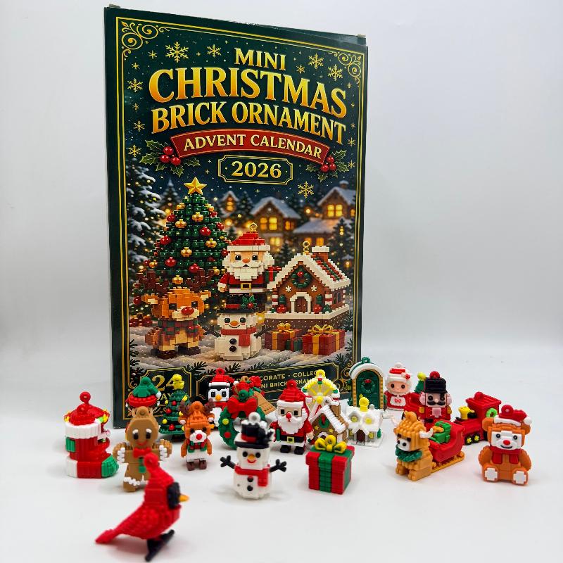 24denní vánoční cihlový ozdobný adventní kalendář 3D mini vánoční odpočítávání stavebnice vánoční stromek závěsný sváteční párty dekorace