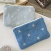 Cute Star Print Coin Purse Denim Ultralight Lipstick Earphone Storage Bag with Zipper Small Coin Wallet