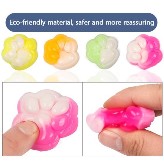Mini Cat Paw Squeeze Toy Stress Relief Gradient Color Kitten Paw Sensory Toy Soft Stress Ball Animal Claw Pinch Fidget Toy