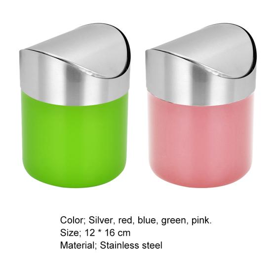 سلة مهملات صغيرة سلة مهملات بغطاء متأرجح لسطح العمل للمطبخ سطح المكتب نفايات قمامة سلة مهملات