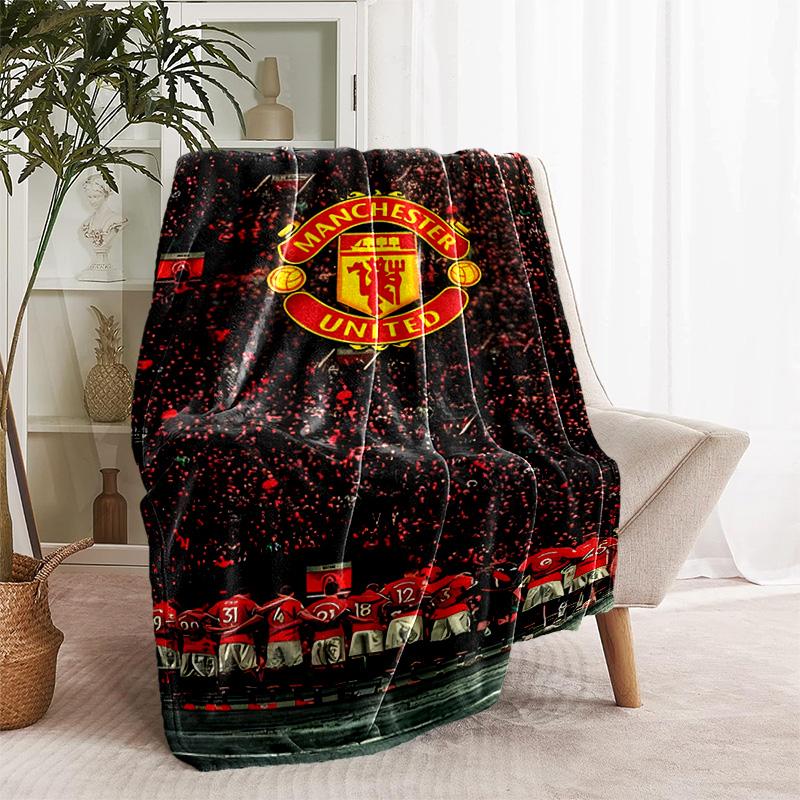 1pc Blanket - Manchester United FC logo Print Design, Lightweight Blanket for Sofa, Bed- Soft &Warm, Gift for All Seasons