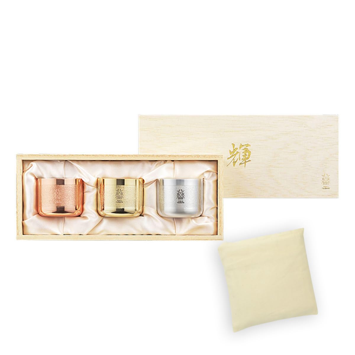 

Набор для саке из чистой меди и Эко, сделано в Японии, стаканы, 3 предмета (Золото, Серебро, Медь), 90мл, (Включает сумку, Вьетнам)