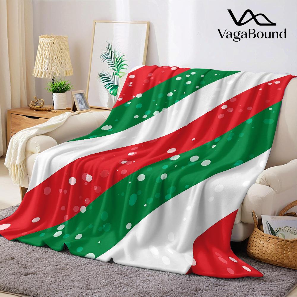 Christmas Striped Sparkle Flannel Blanket Warm Soft Halloween Christmas Couch Warm Cozy Decorative Decor Gift for All Season