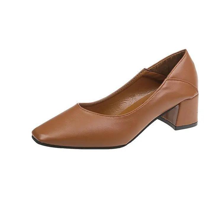 Fashion Chunky Heels Block Heel Women's Shoes Square Toe Ladies Pumps with Medium Y2k Elegant Dress Chic Young on Promotion High Quality