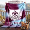 Flannel Blanket Burnley Football Print Custom Name Text Soft Throw for Sofa Bed