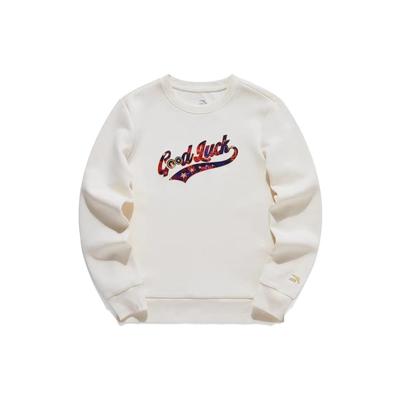Buchstaben Print Lässiger Rundhals Pullover Langarm Sweatshirt Damen Sweatshirt Weiß 162118751-1