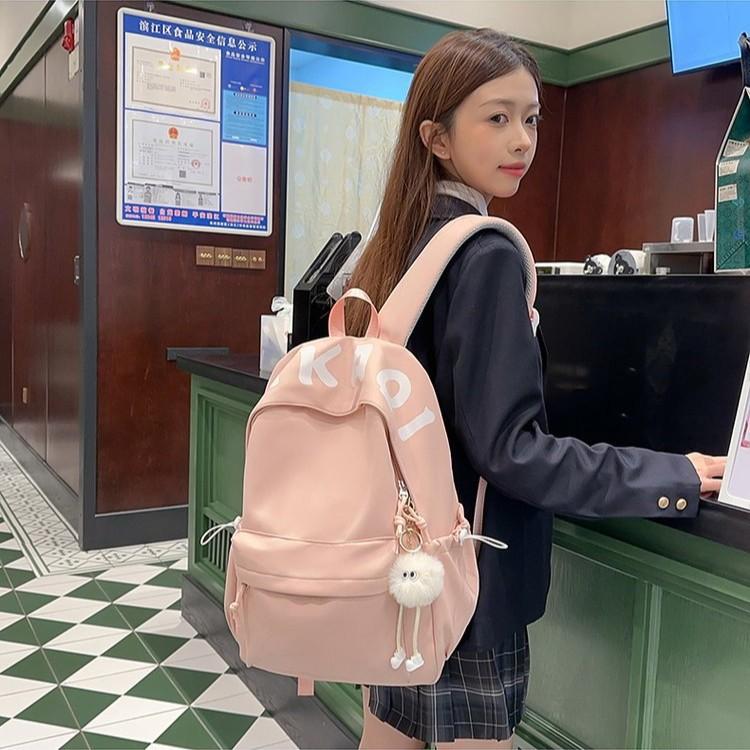 Schoolbag Lazy Wind Student School Bag Simple Mori Backpack ins Campus College Student Junior High School Large Capacity Solid Color Backpack