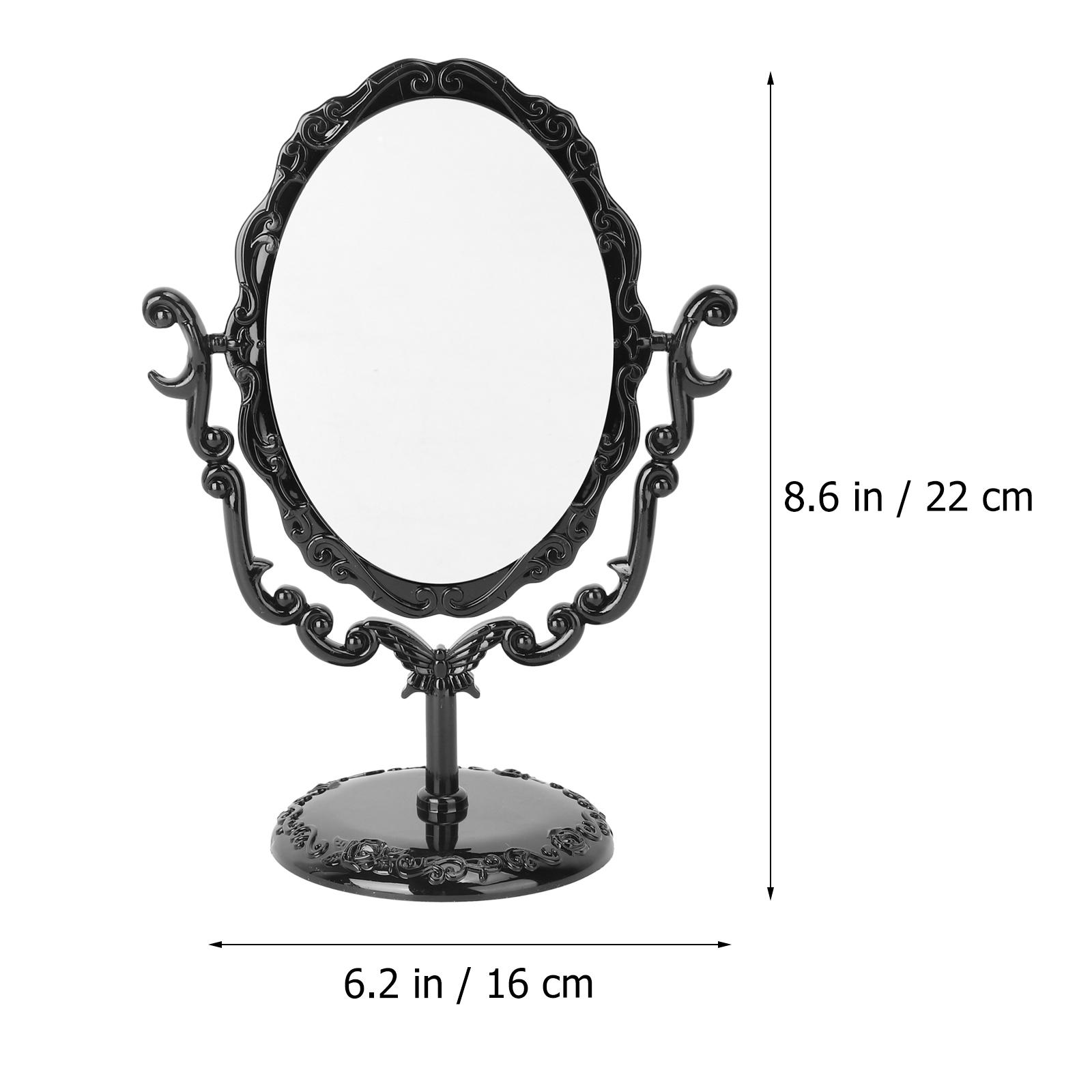 

Vintage Rotatable Mirror One Side Black Frame Mirrors Desktop Gothic Elegant Mirror Stable Bracket Anti-Slipped Mirror чорний