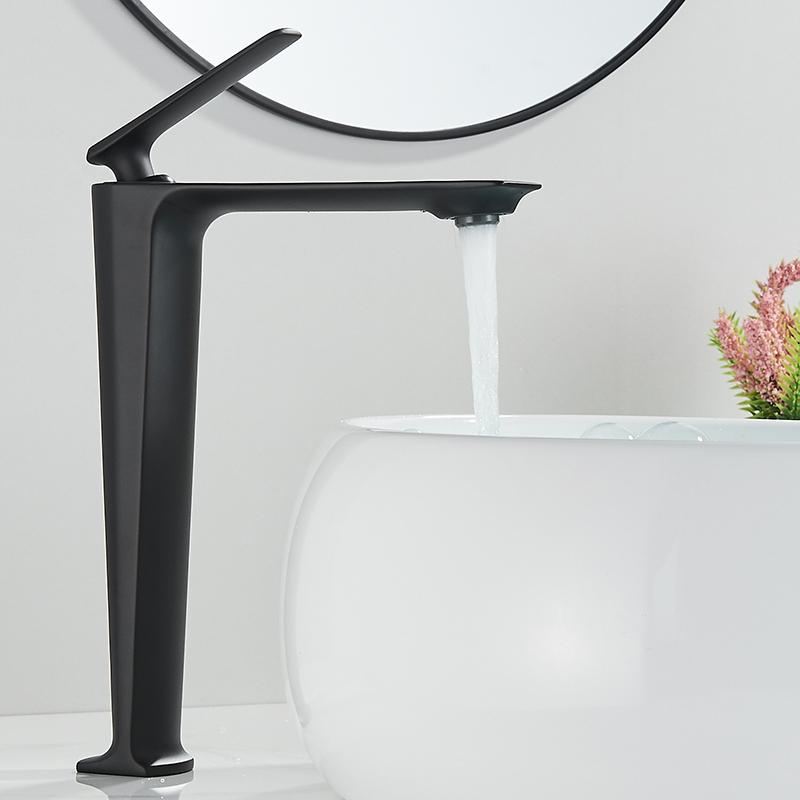 Basin Faucets Hot and Cold Bathroom Hot Cold Water Mixer Tap Chrome/Black Single Handle Basin Water Sink Deck Mounted