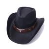 Ethnic style retro curved-brimmed sunscreen straw hat European and American style men's and women's jazz hat hard top sunshade western denim hat