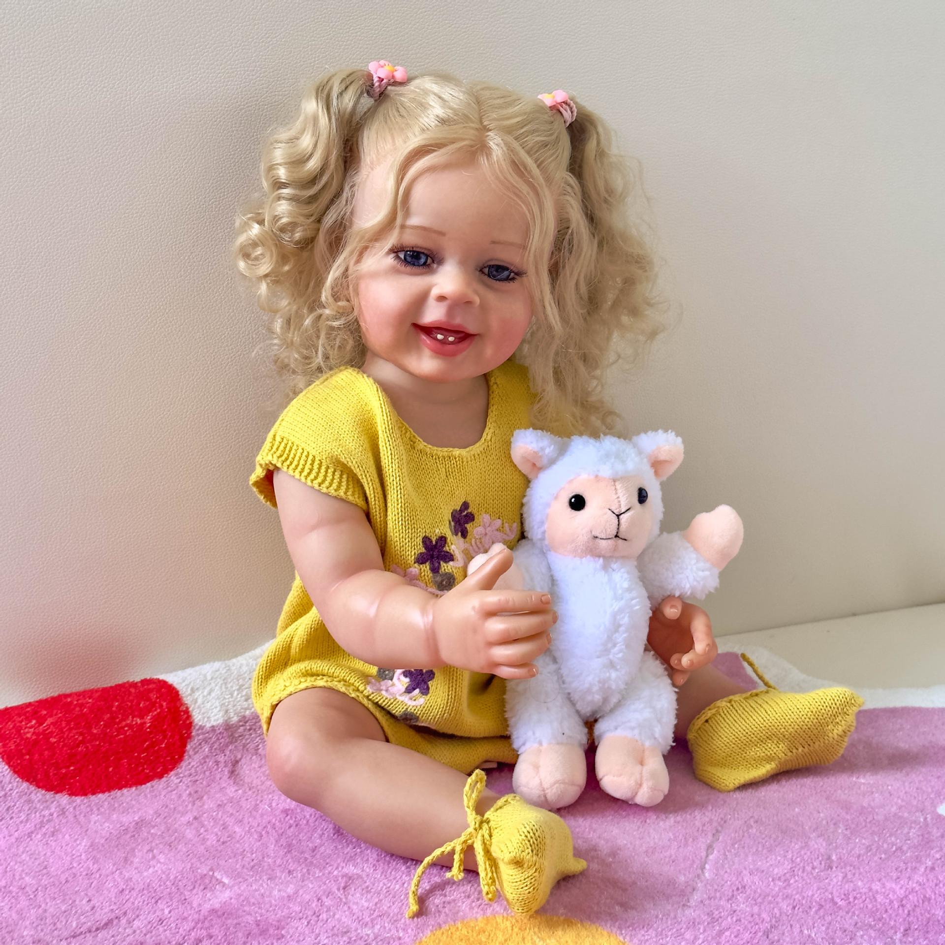 

Cute Happy Smile Reborn Baby Girl Dolls Yannik 55cm Повна вінілова лялька з імітацією тіла може увійти у воду Дитяча іграшка Rebirth з 3D-розписом ручної роботи 55cm girl doll