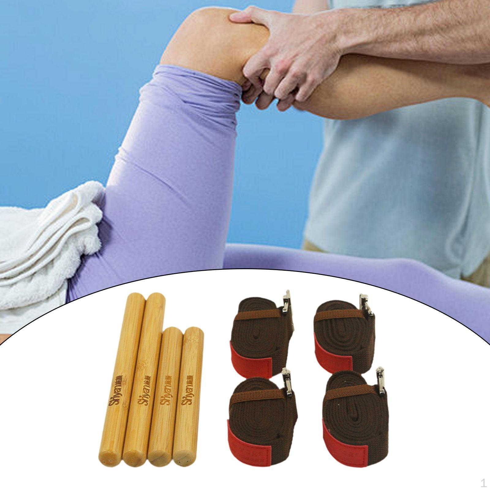 Набор бамбуковых массажных палочек, бамбуковые палочки гуаша, массажный ролик, деревянные инструменты, бамбук Brown stretch belt