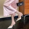 Ciabatte Mules Estive da Donna a Punta Moda Cristallo Slip On Sandali da Sera per Feste Tacco Alto Slingback