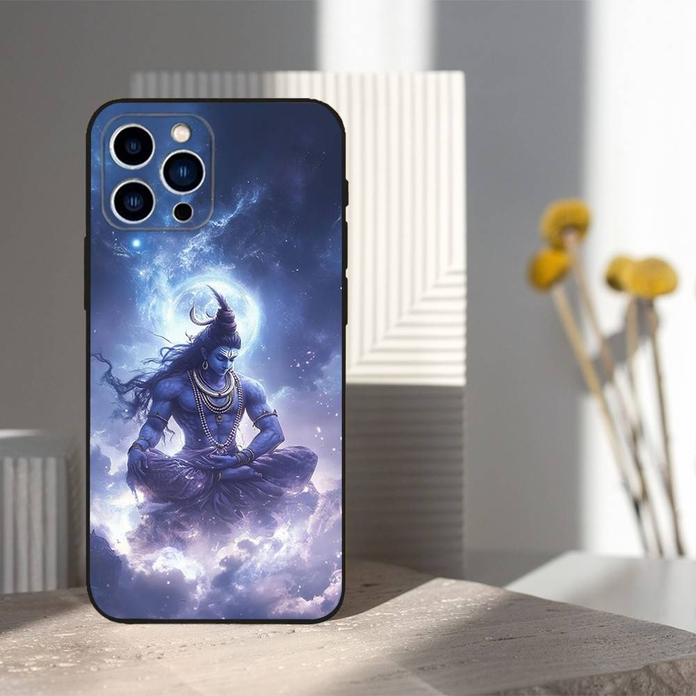 

India Mythology Lord Shiva Phone For iPhone 13,12,15,14,11,16,17,Plus,Pro Max,XS,X,XR,SE,Mini,8,7,Soft Silicone Black iPhone15