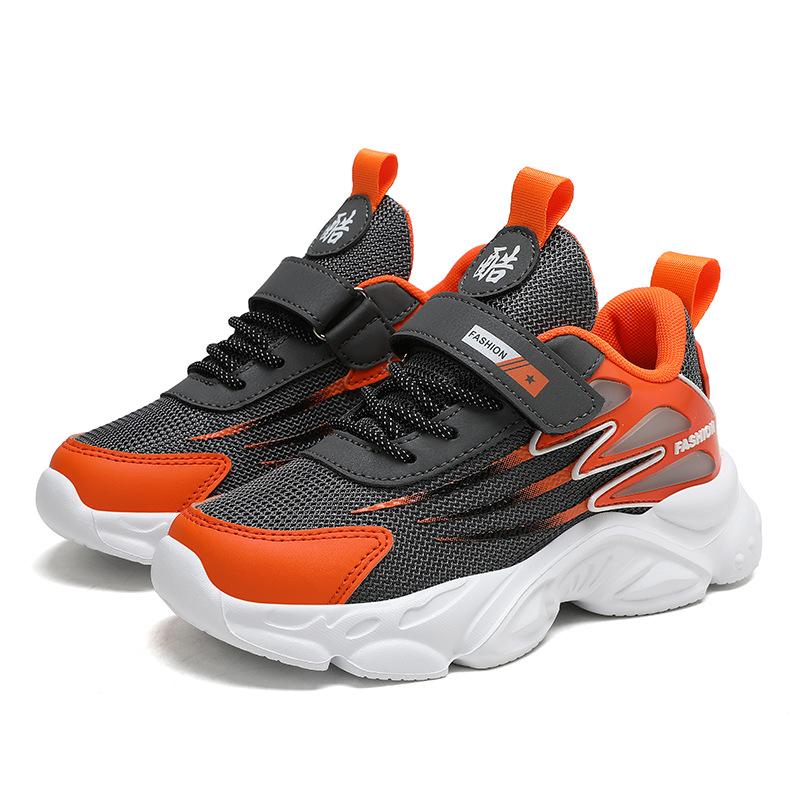 2025 Boys mesh breathable casual sneakers Girls medium and older children Velcro lightweight casual running shoes