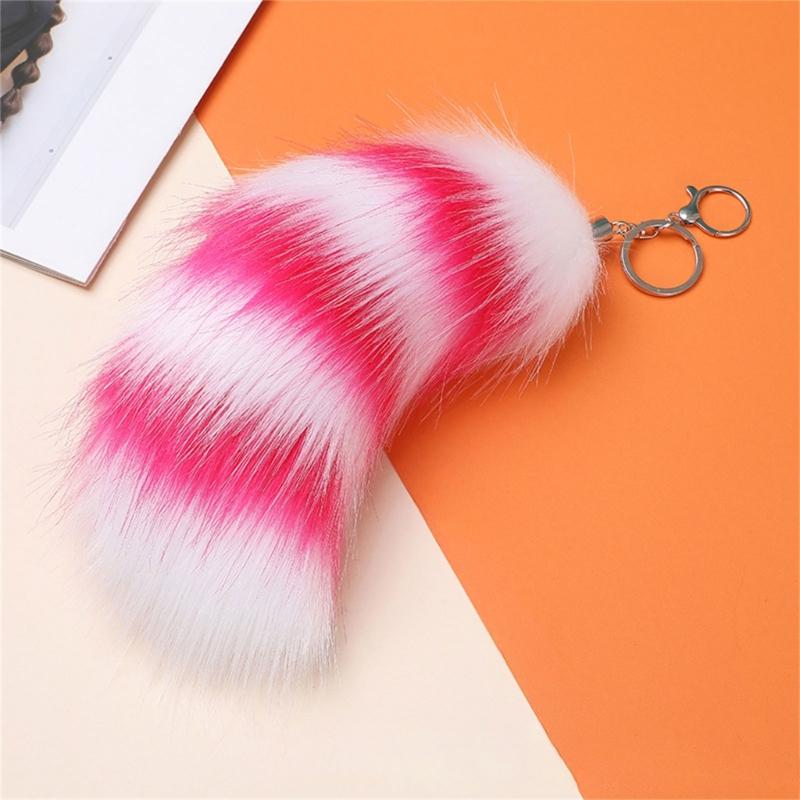 Plush Foxes Tail Keychain Soft And Cute Accessory Plush Keyring Decors For Bags Keys Or Home Decors 18cm Long