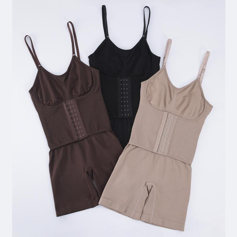 Spaghetti Strap Front Hook Buckle Full Body Tummy Control Slimming Shapewear Bodysuit