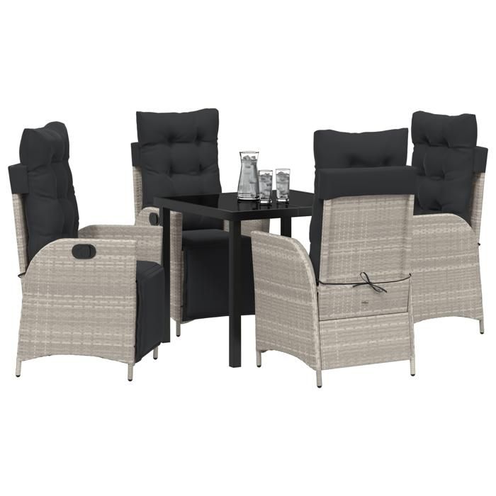 VidaXL Ensemble de salle à manger de jardin 5 pièces gris clair en poly rattan 3380569