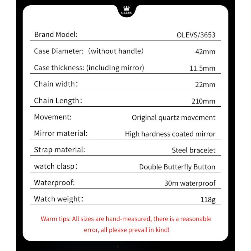 OLEVS Original Chronograph Quartz Watch For Men Moon Phase Stainless Steel Waterproof Man Watch Date Fashion Wrist Watch