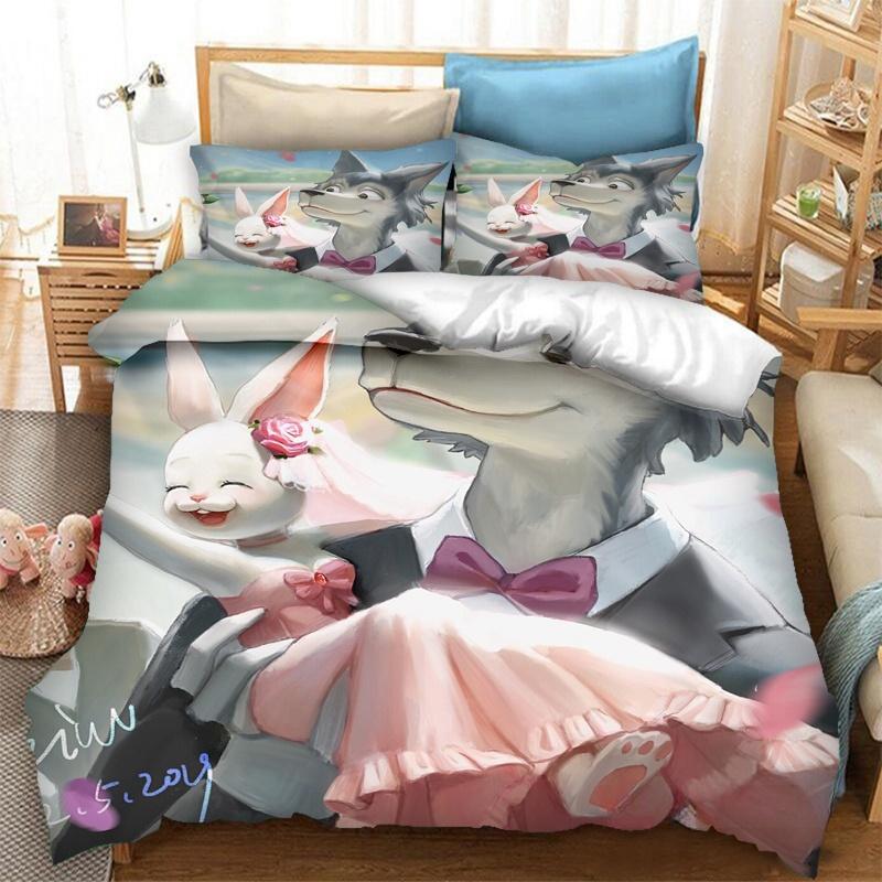 Anime BEASTARS 3D-Druck Bettwäscheset Bettbezüge Kissenbezüge 2/3-teilig Bettdecke Bettwäschesets Bettwäsche Bettwäsche Heimtextilien