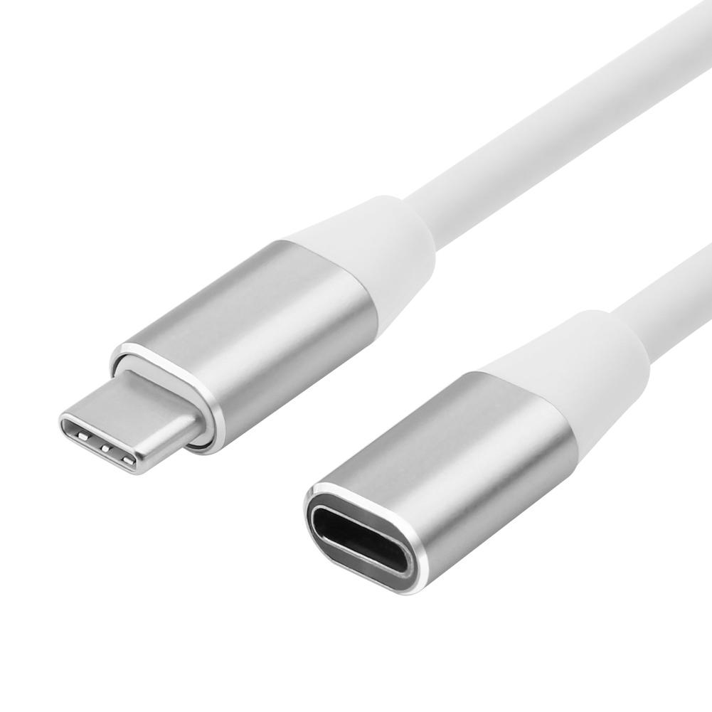 

Подовжувач Type C USB 3.1 USB-C Штекер на Гніздо 1м Зарядний Провід для Даних срібний