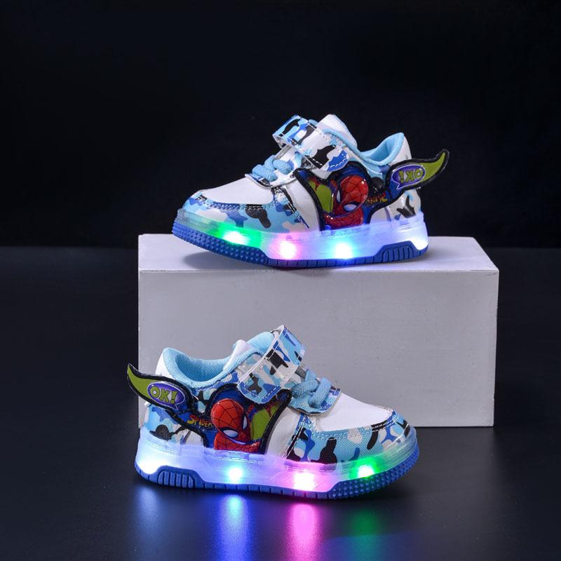 Kids LED Flash Cartoon Sneakers for Boys Light Up Casual Skate Sneakers