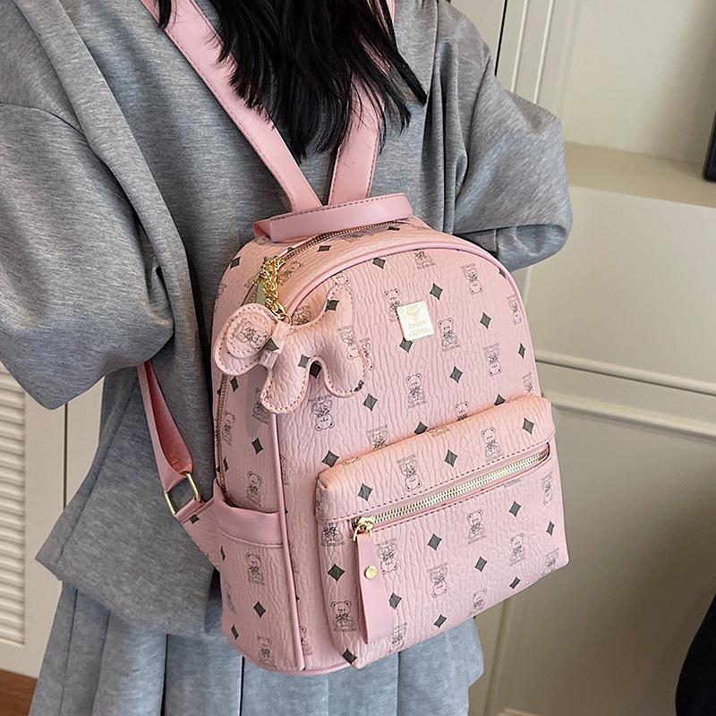 2025 New Large-capacity Backpack Female Cartoon Cute Bear Lady Backpack Korean Version Foreign-style Printed Backpack Tide