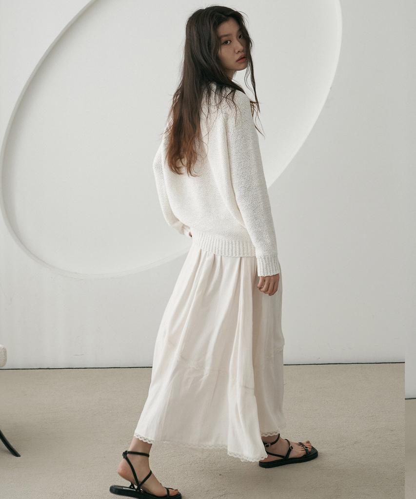 Dijainowol Reverse Off-Shoulder Knit_White