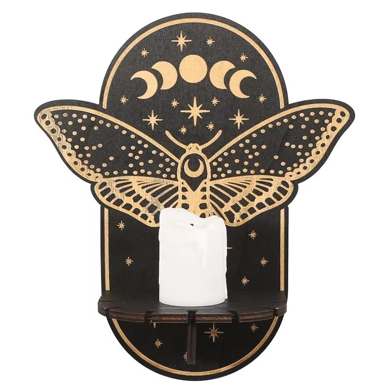 Candle Holder 1PCS Meditation Animal Wooden Pendant Creative Crystal Stone Display Stand Ornaments Restaurant Hotel
