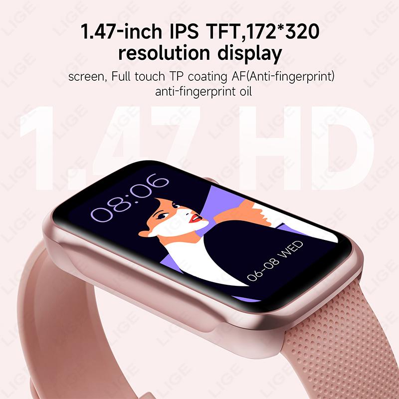 New Sports Smart Watch Women 1.47-Inch Full Touch Fitness Tracker IP68 Waterproof Men Smartwatch For Android IOS Phone