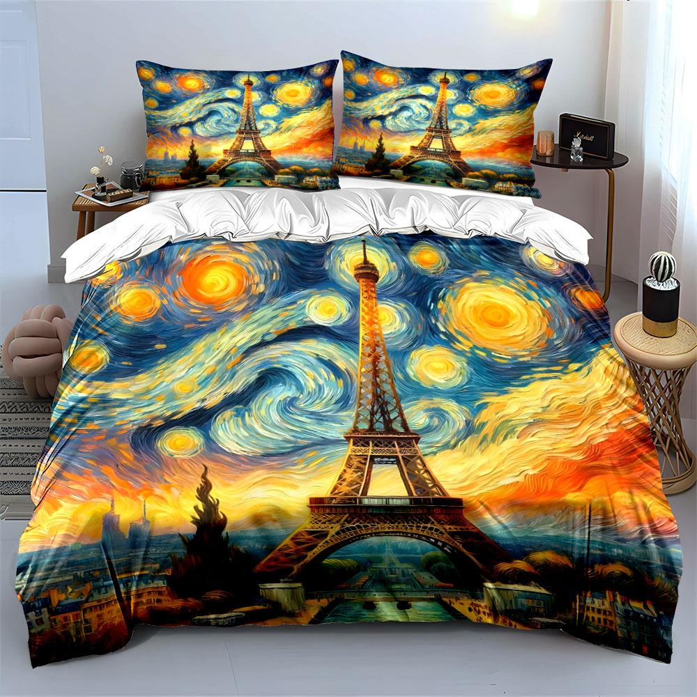 Starry Paris Three-Piece Set Kid'S And Adults' Bedroom Decor, Exquisite Three-Piece Bedding Set Gift