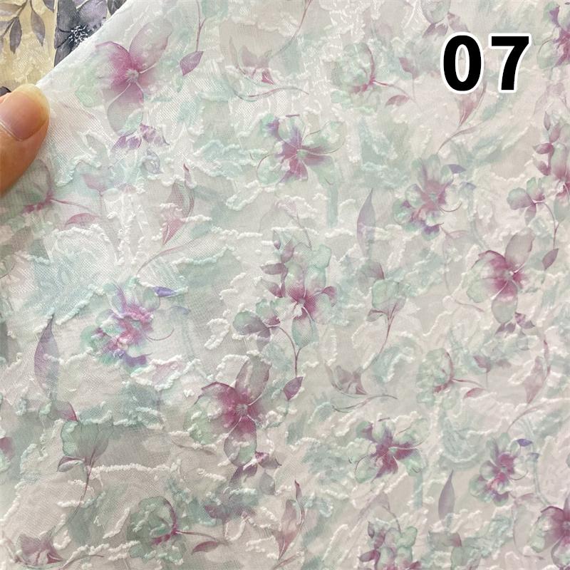 Nowa Tkanina Szyfonowa Miękka Półprzezroczysta Lekka Oddychająca Styl Chiński Żakard Kwiatowy na Sukienki DIY Koszule Przeciwsłoneczne