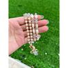Retractable Lanyards for ID Badges and Keys, Beaded Lanyards for Women Cream Crystal, Cute Teacher Lanyard Apricot Pink