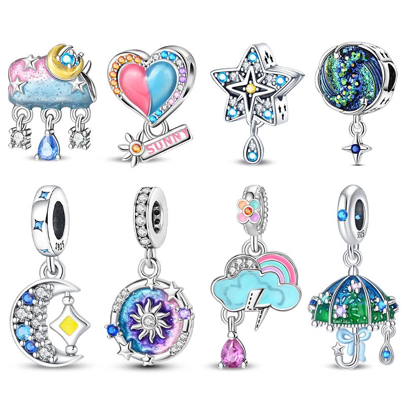 Copper Sunny Cloud Rainy Day Sunshine Beaded Pendant Fit 3Mm Bracelet Diy Make Fine Jewelry